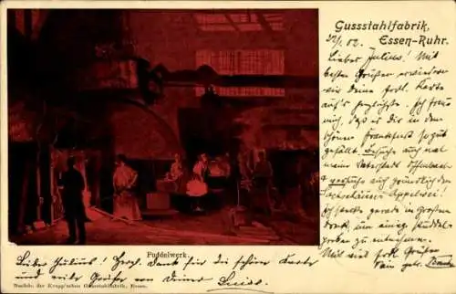 Ak Essen im Ruhrgebiet, Gussstahlfabrik, Puddelwerk