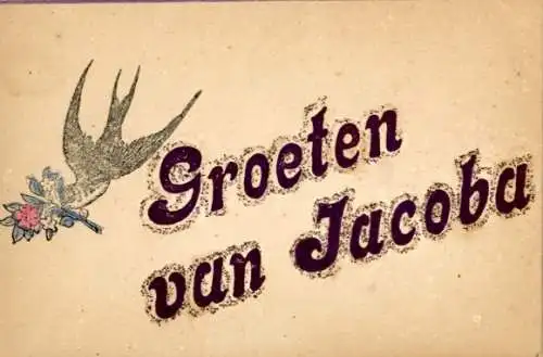 Glitzer Handgemalt Ak Groeten van Jacoba