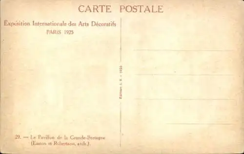 Ak Internationale Ausstellung für dekorative Kunst, Paris 1925, Großbritannien-Pavillon