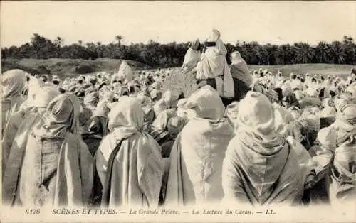Ak Scenes et Types, La Grande Priere, la Lecture du Coran, Maghreb