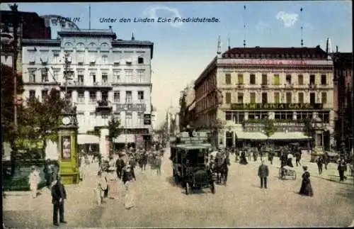 Ak Berlin, Unter den Linden, Friedrichstraße, Victoria Café