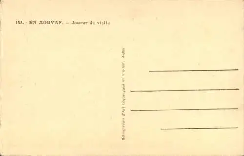 Ak Mann mit Musikinstrument, Trachten Morvan