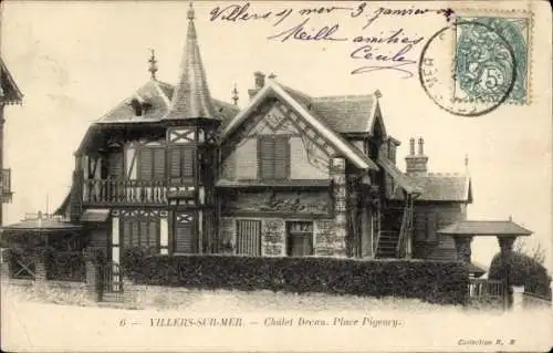 Ak Villers sur Mer Calvados, Chalet Decan, Place Pigeory