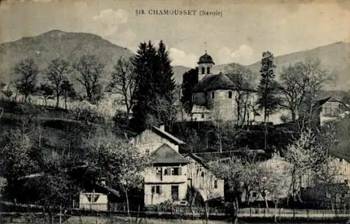 Ak Chamousset Savoie, Teilansicht, Kirche