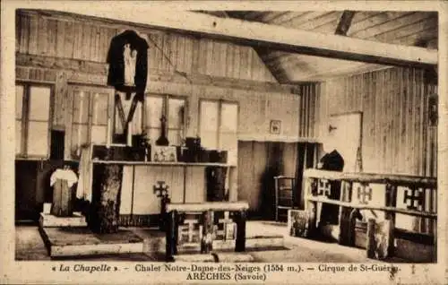 Ak Areches Savoie, La Chapelle, Chalet Notre Dames des Neiges, Innenansicht