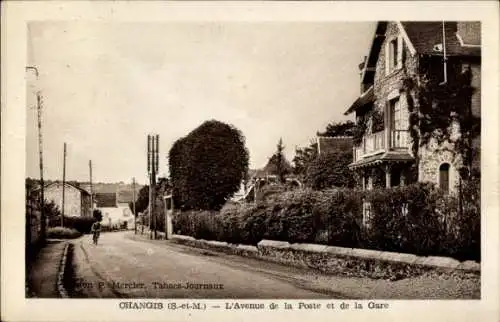 Ak Changis Saint Jean Seine et Marne, L'Avenue de la Poste et de la Gare