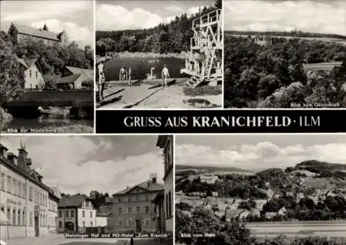 Ak Kranichfeld in Thüringen, Niederburg, Oberschloss, Meininger Hof, Hotel Zum Kranich