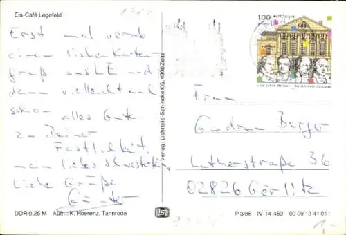 Ak Legefeld Weimar in Thüringen, Eiscafé