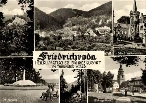 Ak Friedrichroda im Thüringer Wald, Schloss Reinhardsbrunn, Aschenbergstein, Kurpark, Kirche