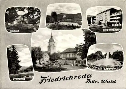 Ak Friedrichroda im Thüringer Wald, Park-Hotel, FDGB Ferienheim, Park, Springbrunnen