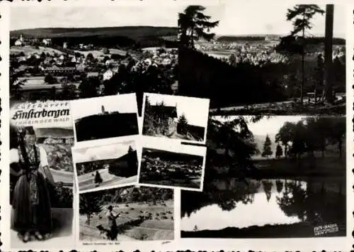 Ak Finsterbergen Friedrichroda im Thüringer Wald, Panorama, Tracht, Schäfer, See