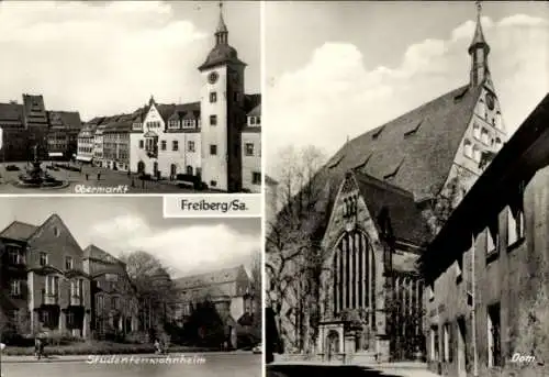 Ak Freiberg in Sachsen, Obermarkt, Studentenwohnheim, Dom