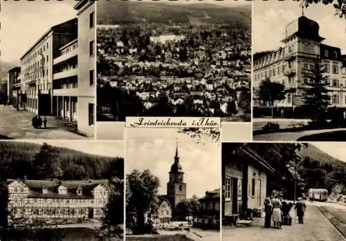 Ak Friedrichroda im Thüringer Wald, Gesamtansicht, Teilansichten, Bahnhof der Waldbahn