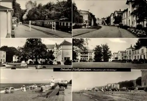 Ak Seebad Heiligendamm Bad Doberan, Teilansichten, Bahnhof, Molli, Kurhäuser, Strand