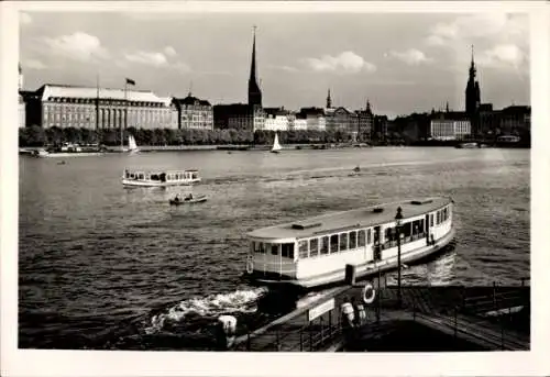 Ak Hamburg, Binnenalster, Alsterdamm, Boote