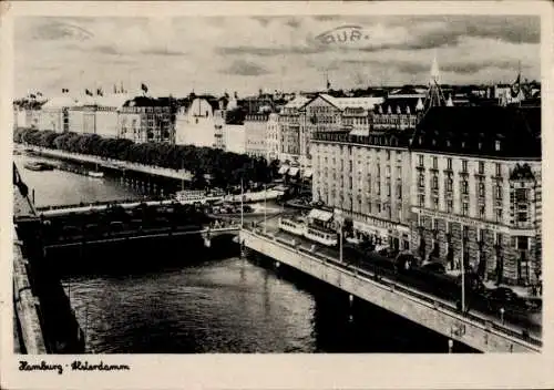 Ak Hamburg, Alsterdamm, Geschäftshäuser, Straßenbahn
