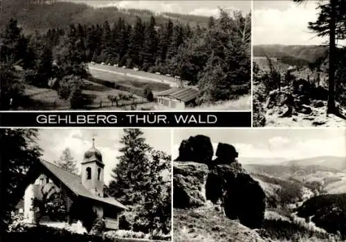 Ak Gehlberg Suhl in Thüringen, Waldbad, Schneekopf, Blick vom Hans-Kehr-Stein, Glöckchen im Tal