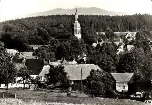 Ak Schönbach in der Oberlausitz, Teilansicht, Kirchturm