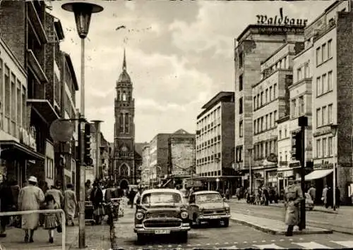 Ak Krefeld am Niederrhein, Rheinstraße mit Dionysiuskirche