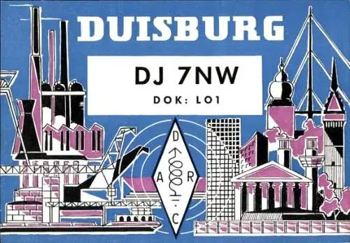 Ak Hamborn Duisburg, QSL Funkerkarte DJ 7 NW, DOK: LO1, OP: Dieter Kunitzki, Frundsbergstraße 21