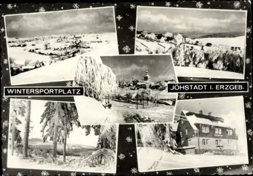 Ak Jöhstadt im Erzgebirge Sachsen, Teilansichten, Wintersportplatz
