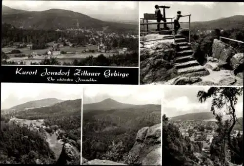 Ak Jonsdorf in Sachsen, Zittauer Gebirge, Nonnenfelsen, schönste Fernsichten, Blick vom Buchberg