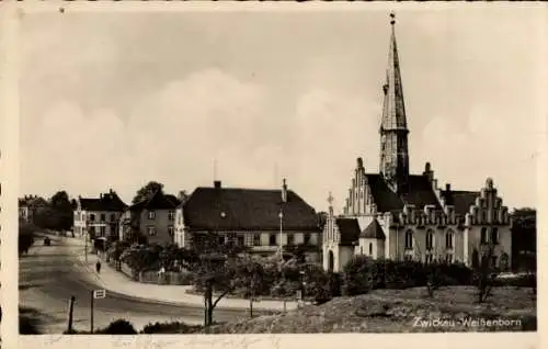 Ak Weißenborn Zwickau in Sachsen, Kirche, Straßenpartie