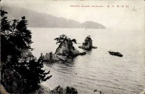 Ak Tsuruga Präf. Fukui Japan, Landschaftsblick, Benten Insel