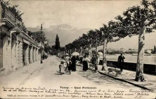 Ak Vevey Kanton Waadt, Quai Perdonnet