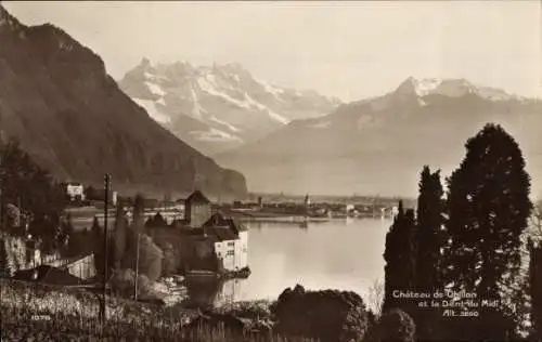 Ak Chillon Montreux Kanton Waadt, Chateau, Dent du Midi