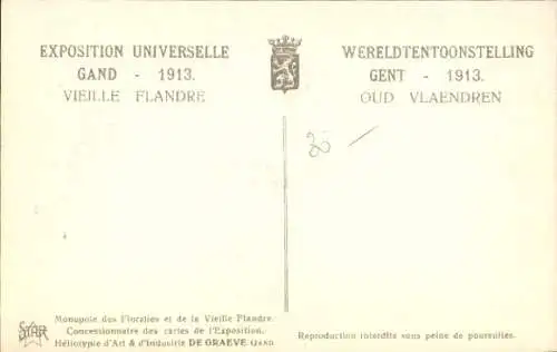 Ak Gand Gent Ostflandern, Exposition Internationale 1913, La Vieille Flandre, Le Restaurant