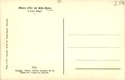 Ak Kilo Zaire, Krankenhaus, Sluysman-Pavillon, Goldminen