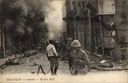 Ak Salonique Saloniki Thessaloniki Griechenland, Nach dem Brand am 19 August 1019