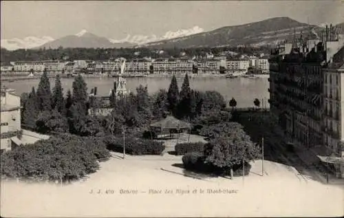 Ak Stadt Genf Schweiz, Place des Alpes, Mont-Blanc