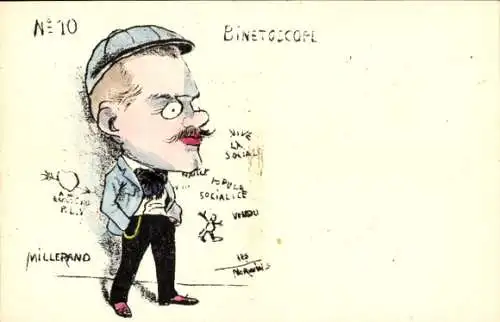 Ak Karikatur, Binetoscope, Millerand