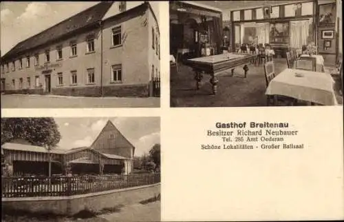 Ak Breitenau Oederan Sachsen, Gasthof, Innenansicht, Billard