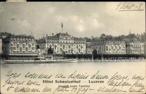 Ak Lucerne Luzern Stadt Schweiz, Hotel Schweizerhof, Salondampfer MS Uri