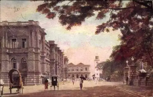 Ak Colombo Ceylon Sri Lanka, General Post Office, Entrance to Queens House, Clock Tower