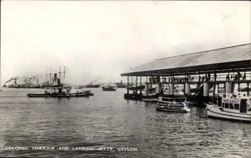 Ak Colombo Ceylon Sri Lanka, Hafen, Anlegestelle, Dampfer