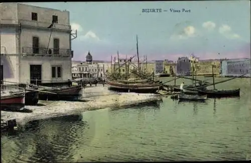 Ak Bizerte Tunesien, Blick in den Hafen