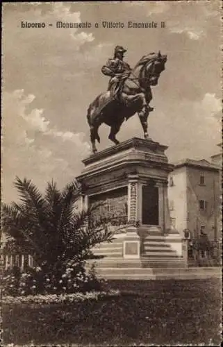 Ak Livorno Toscana, Victor Emanuel II Denkmal