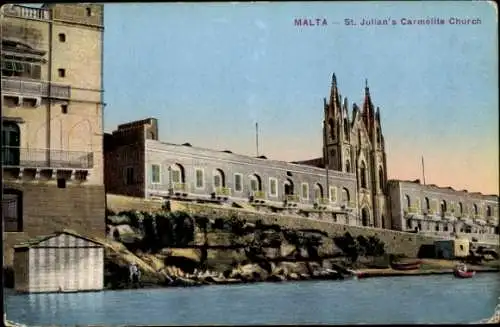 Ak Malta, St. Julian's Karmeliterkirche