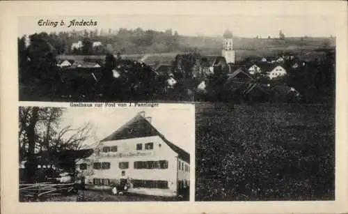 Ak Erling Andechs in Oberbayern, Teilansicht, Gasthaus zur Post