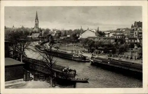 Ak Bydgoszcz Bromberg Westpreußen, Stadtansicht, Flussdampfer, Kirche