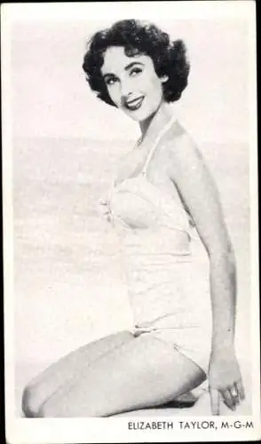 Ak Schauspielerin Elizabeth Taylor, Portrait, Badeanzug