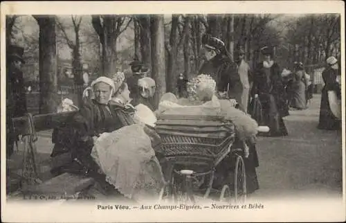 Ak Paris VIII., Paris Vecu, Aux Champs Elysées, Nourrices et Bébés