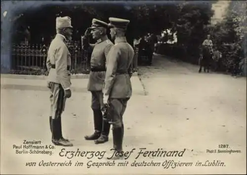 Ak Erzherzog Josef Ferdinand im Gespräch mit deutschen Offizieren in Lublin, Polen