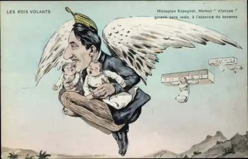 Künstler Ak Orens, Les Rois Volants, Monoplan Espagnol, Moteur Alphonse
