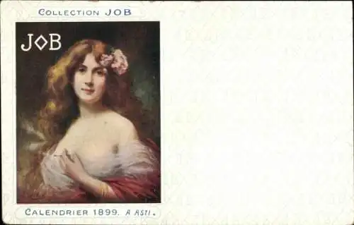 Künstler Ak Asti, A., Collection Job, Kalender 1899, Frau, Zigarette