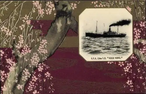 Passepartout Ak Dampfer SS Kaga Maru, NYK Line